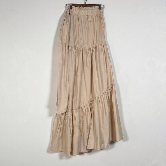 Mable Ava One Shoulder Tiered Maxi Dress Womens Sz L Cream Sleeveless - Picture 8 of 16